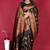 Black banarasi silk blend saree with copper zari weave
