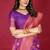 Purple banarasi silk blend saree with copper zari weave