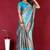 Sky blue banarasi silk blend saree with copper zari weave
