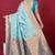 Sky blue banarasi silk blend saree with copper zari weave