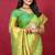 Parrot green banarasi silk blend saree with copper zari weave