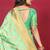 Mint green banarasi silk blend saree with copper zari weave