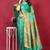 Emerald green banarasi silk blend saree with copper zari weave