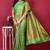 Leaf green banarasi silk blend saree with copper zari weave