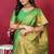 Leaf green banarasi silk blend saree with copper zari weave