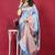 Light blue banarasi silk blend saree with copper zari weave