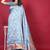 Light blue banarasi silk blend saree with copper zari weave