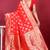 Red banarasi silk blend saree with copper zari weave