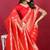 Red banarasi silk blend saree with copper zari weave
