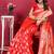 Red banarasi silk blend saree with copper zari weave