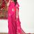 Hot pink banarasi silk blend saree with zari buta weaving
