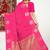 Hot pink banarasi silk blend saree with zari buta weaving