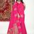 Hot pink banarasi silk blend saree with zari buta weaving