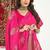 Hot pink banarasi silk blend saree with zari buta weaving