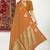 Rust banarasi silk blend saree with zari buta weaving
