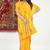 Mustard yellow banarasi silk blend saree with zari buta weaving