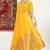 Mustard yellow banarasi silk blend saree with zari buta weaving