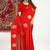 Red banarasi silk blend saree with zari buta weaving