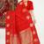 Red banarasi silk blend saree with zari buta weaving