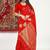 Red banarasi silk blend saree with zari buta weaving