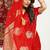 Red banarasi silk blend saree with zari buta weaving