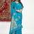 Aqua blue banarasi silk blend saree with zari buta weaving