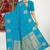 Aqua blue banarasi silk blend saree with zari buta weaving