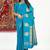 Aqua blue banarasi silk blend saree with zari buta weaving