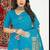 Aqua blue banarasi silk blend saree with zari buta weaving