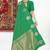 Green banarasi silk blend saree with zari buta weaving