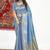 Slate grey banarasi silk blend saree with zari buta weaving