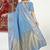 Slate grey banarasi silk blend saree with zari buta weaving
