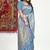 Slate grey banarasi silk blend saree with zari buta weaving
