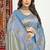 Slate grey banarasi silk blend saree with zari buta weaving