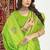 Lime green banarasi silk blend saree with zari buta weaving