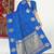 Royal blue banarasi silk blend saree with zari buta weaving