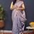 Sky blue kanjeevaram silk blend saree with copper zari floral weaving