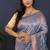 Sky blue kanjeevaram silk blend saree with copper zari floral weaving
