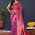 Violet kanjeevaram silk blend saree with copper zari floral weaving