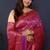 Violet kanjeevaram silk blend saree with copper zari floral weaving