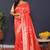 Red kanjeevaram silk blend saree with copper zari floral weaving
