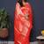 Red kanjeevaram silk blend saree with copper zari floral weaving