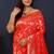 Red kanjeevaram silk blend saree with copper zari floral weaving