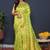Lime green kanjeevaram silk blend saree with copper zari floral weaving