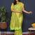 Lime green kanjeevaram silk blend saree with copper zari floral weaving
