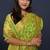 Lime green kanjeevaram silk blend saree with copper zari floral weaving