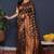 Black kanjeevaram silk blend saree with copper zari floral weaving