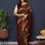 Black kanjeevaram silk blend saree with copper zari floral weaving