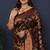 Black kanjeevaram silk blend saree with copper zari floral weaving