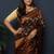 Black kanjeevaram silk blend saree with copper zari floral weaving